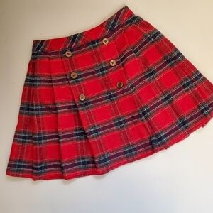 Red Plaid Buttoned Skirt